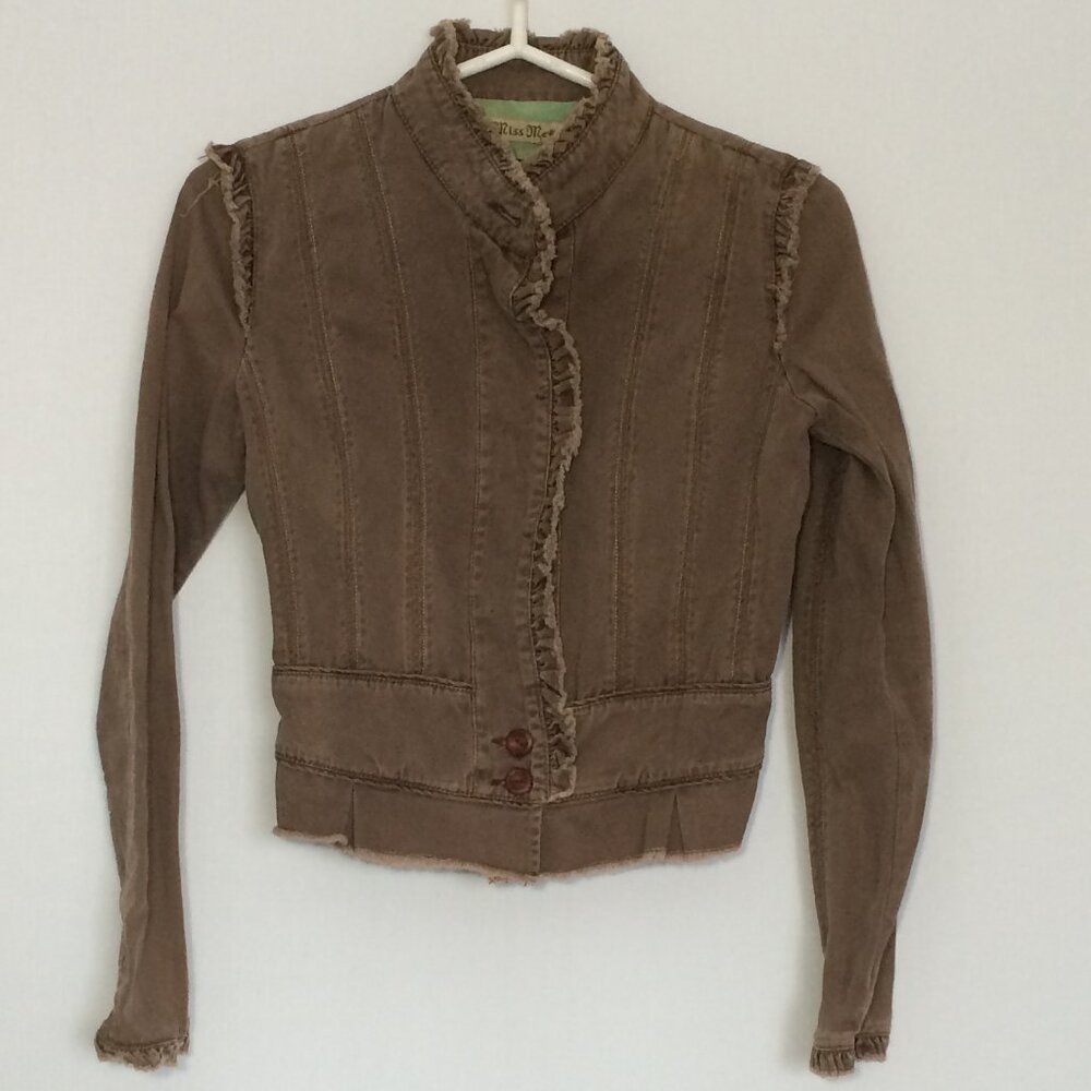 Miss Me Womens Jacket Medium Brown Long Sleeve Button Closure